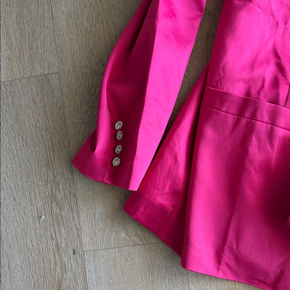 Vici Hot Pink Double-Breasted Blazer with Decorative Buttons - Picture 4 of 6